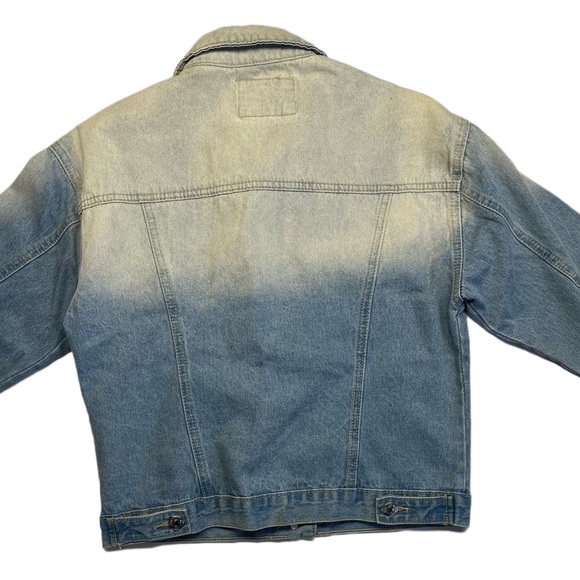 Forever 21 Los Angeles size small blue ombré oversized denim faded jean jacket - Picture 5 of 11